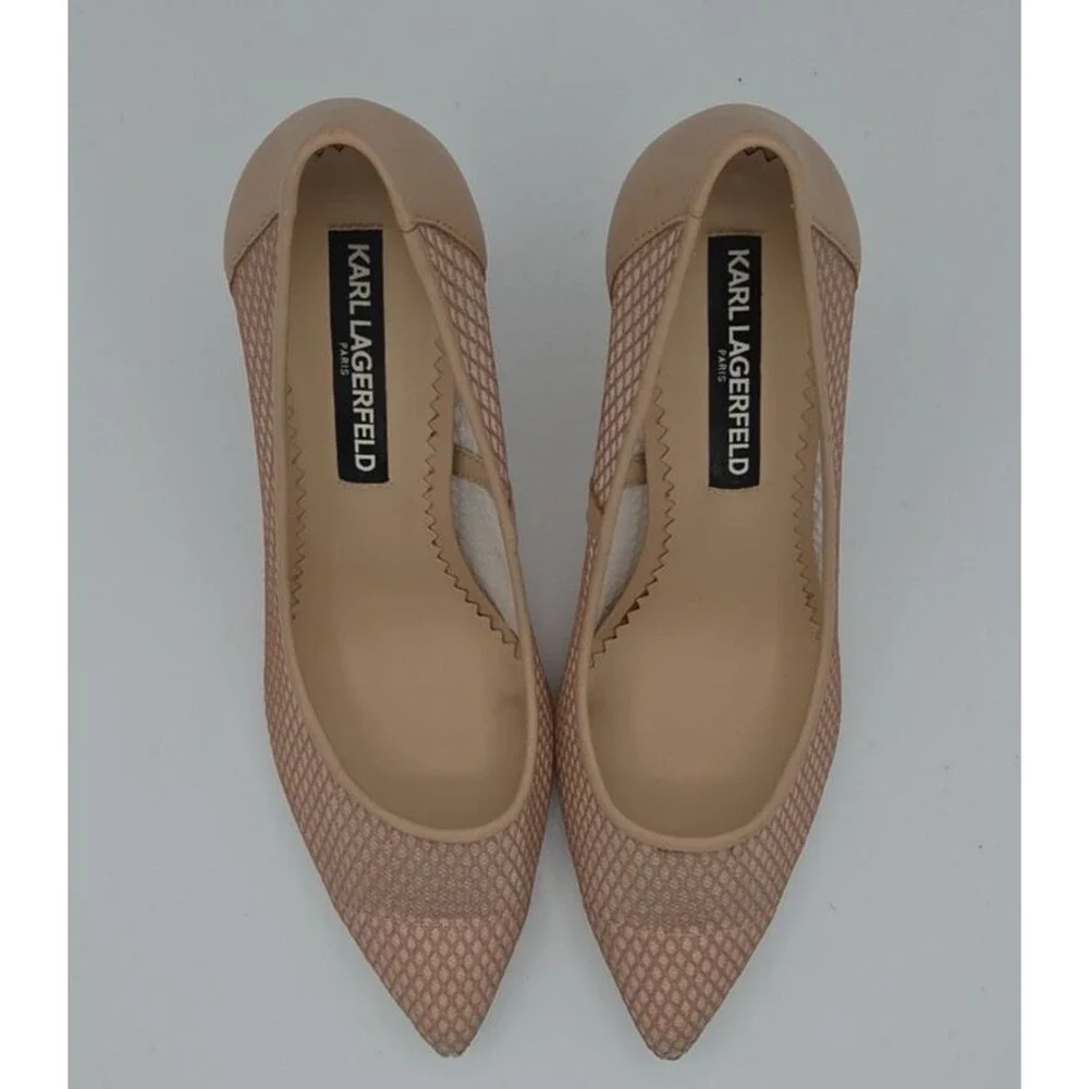 Karl Lagerfeld Paris NOS Rani Nude Mesh/Leather High Heels/Pumps Sz 6.5